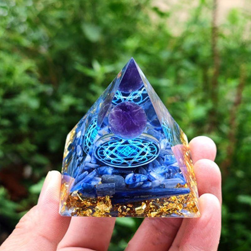 Orgonite Chakra Energy Pyramid Amethyst Crystal Home Decor Meditation Ornament Craft Gift