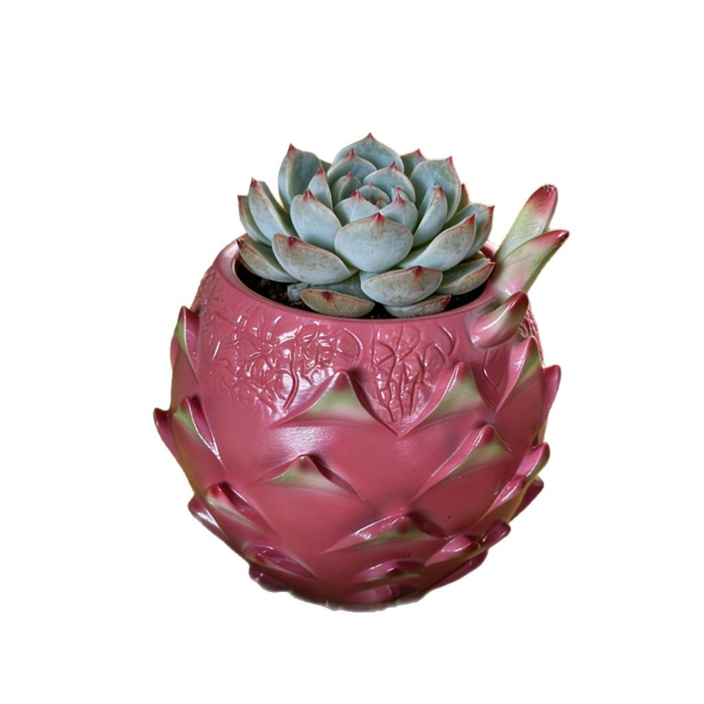 Dragon Fruit Shaped Resin Flower Pot 2 Sizes Cute Succulent Planter For Balcony Living Room Desktop Home Decor