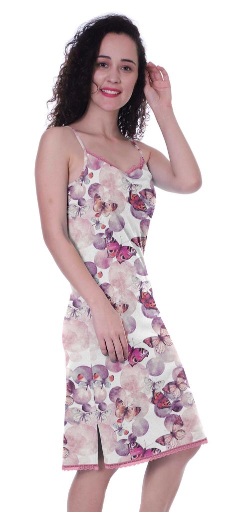 Moomaya Printed Spaghetti Strap Nightgown For Women s Lace V-Neck Sleepwear