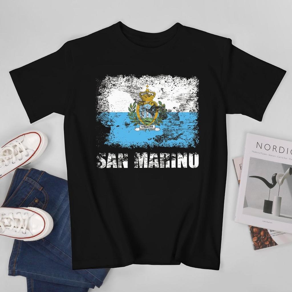 More Design San Marino Flag San Marinese Unisex Tshirt Tees Tshirt Oneck T Shirts Unisex Boys Clothing 100 Cotton