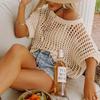 Women's Autumn and Winter Solid Colour Loose Pullover Knitted Skeleton Sweater