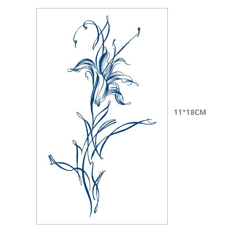 Herbal Juice Waterproof Butterfly Thorn Plain Flower Chest Semi Permanent Gradual Change Water Transfer Tattoo Sticker