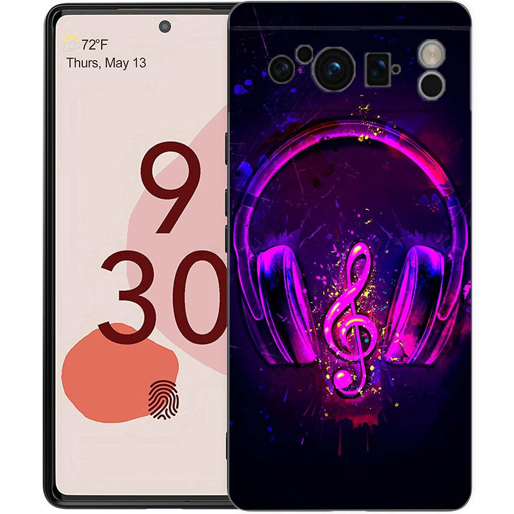 Музыкальный чехол для телефона Google Pixel 9 8 7 6 7A 6A Pro Ударопрочный Мягкий ТПУ 9 Pro XL Чехол Черный Fundas Coque Чехлы Сумки