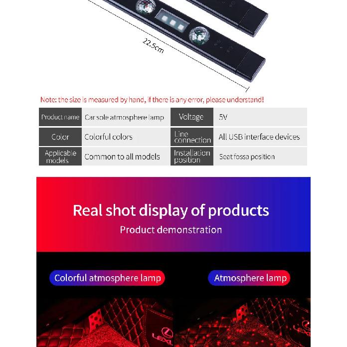 Автомобильная USB-подсветка салона, безпроводная установка, беспроводная индукция, светодиодная подсветка салона автомобиля с голосовым управлением по ритму