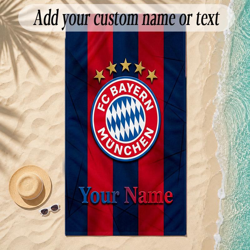 Beach TowelBayern Munich Custom Name Text Personalized Soft Towel for Beach Pool Indoor Home Decor Gift