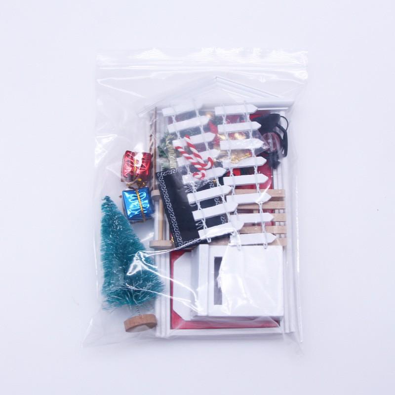 Dollhouse Miniature Christmas Scene Set Red Door Entrance 12-Piece Accessory Kit BJD Dolls Living Room Decor