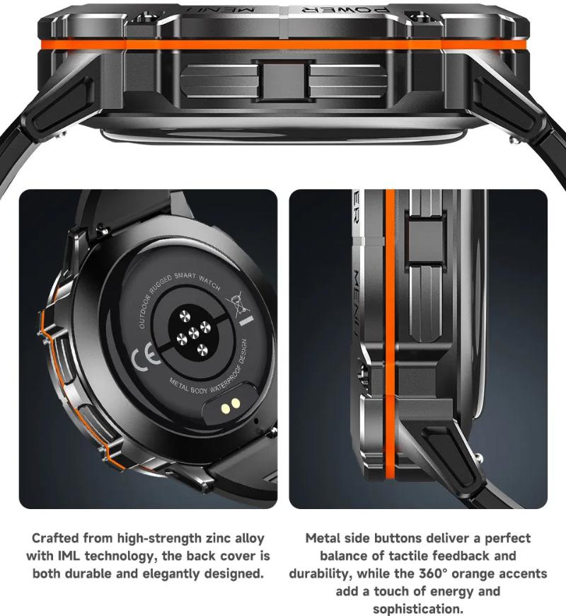 Умные часы для занятий спортом на открытом воздухе, аккумулятор 1000 мАч, 1,73-дюймовый AMOLED-экран, мужские часы, компас, водонепроницаемость 10 АТМ, умные часы с Bluetooth-вызовом