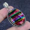 Dichroic Glass Gemstone 925 Sterling Silver Jewelry Pendant 1.97"