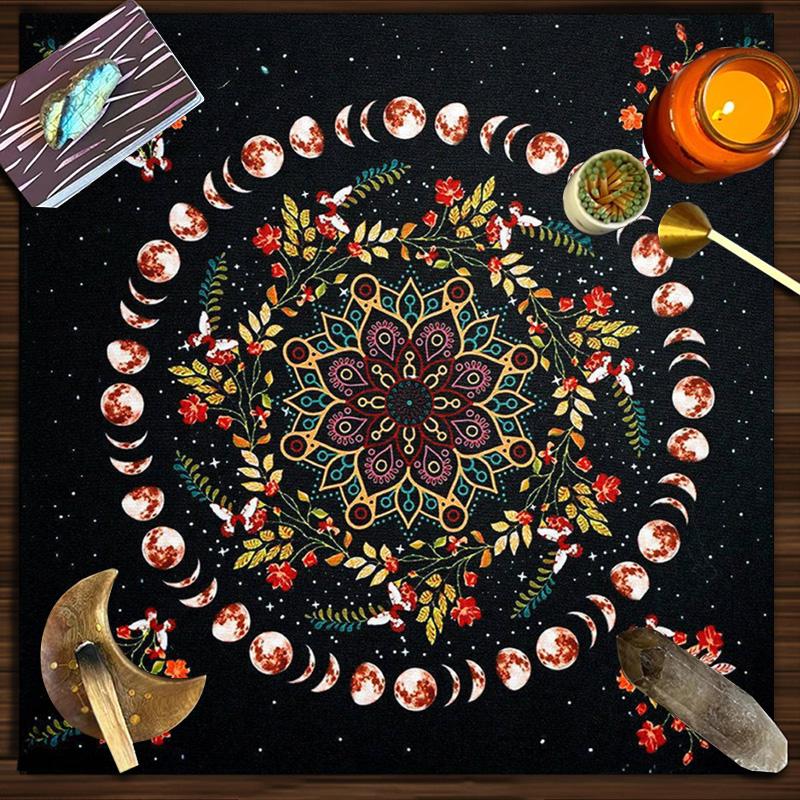1 шт. Скатерть Таро, гадальный алтарь, скатерть с цветочным принтом, солнце и луна, подвесная ткань, гобелен, декор для вечеринки