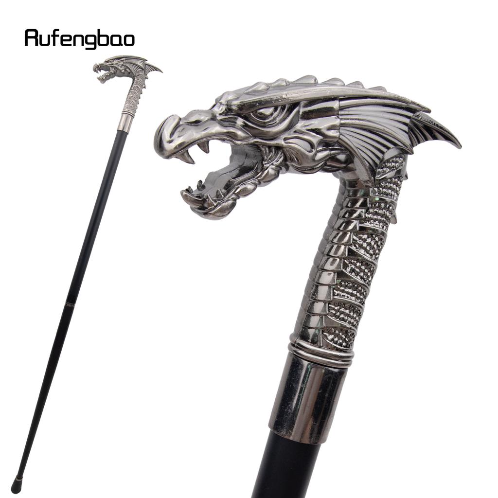 Silver Wing Dragon Head Fashion Walking Stick Decorative Stick Cospaly Vintage Party Fashionable Cosplay Cane Crosier 91cm