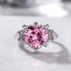 New Fashion Pink Color Heart Fashion Ring for Women Anniversary Gift Jewelry Wholesale