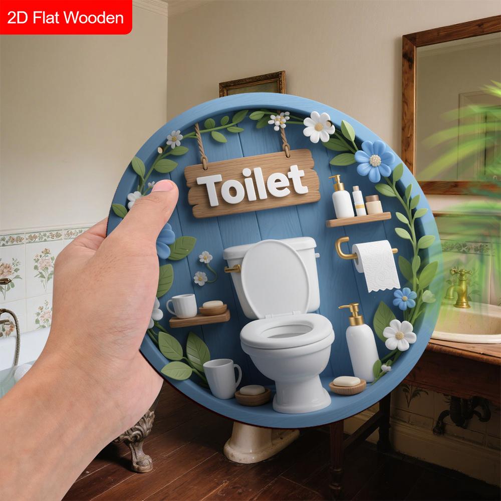 Rustic Wooden Toilet Sign - Charming Figurine Ornaments for Toilet Door, Wall, Room Decor