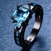 Hot Selling European and American Fashion Black Gold Diamond Set Square Diamond Set Couple Ring