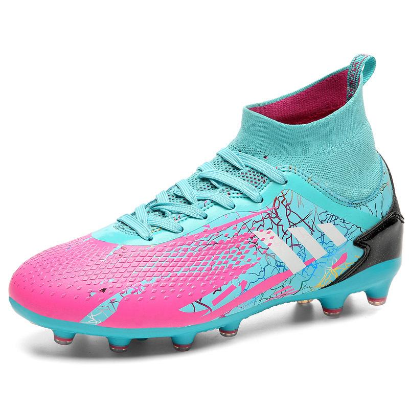 Новые бутсы с высоким верхом, мужские AG длинные шипы искусственный газон TF шиповки для тренировок детские мужские и женские кроссовки