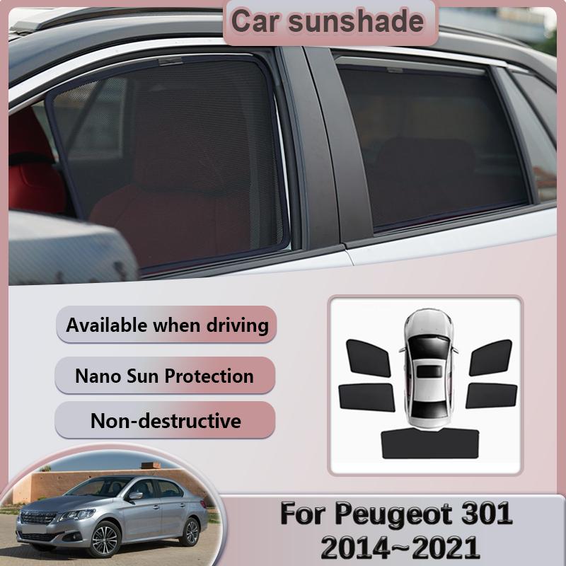 For Peugeot 301 2014~2021 2019 Car Sunshade Windshield Privacy Mesh Curtain Heat Insulation Sunscreen Visors Auto Accessories
