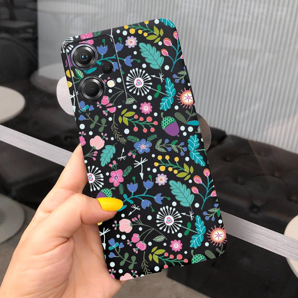Чехол для телефона One Plus Nord CE 2 Lite Мягкий матовый силиконовый ТПУ задняя крышка для OnePlus Nord CE2 Lite 5G Мобильные чехлы Цветок Capa