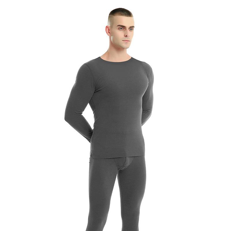 Men's Thermal Underwear Set Crew Neck Long Johns Base Layer Cotton Tee Pants Youth Elastic Waist