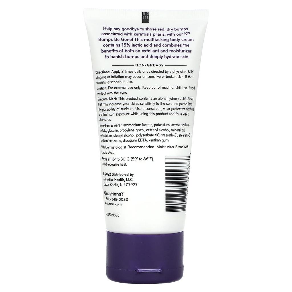 AmLactin KP Bumps Be Gone, Exfoliation & Moisturizing Cream, 3 Oz (85 G)