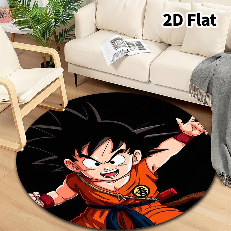 Son Goku Round Area Rug Carpet Rug For Living Room Bedroom Sofa Playroom Decor Nonslip Floor Mat