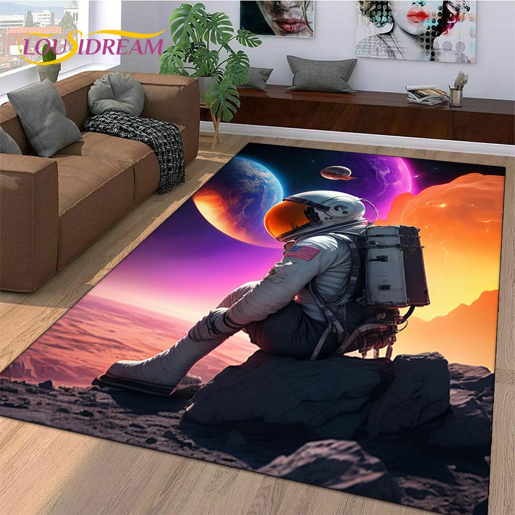 Космический Космонавт Мультяшный 3D Ковер Вселенная для Гостиной Спальни, Нескользящий Коврик для Дивана Прихожей Дети