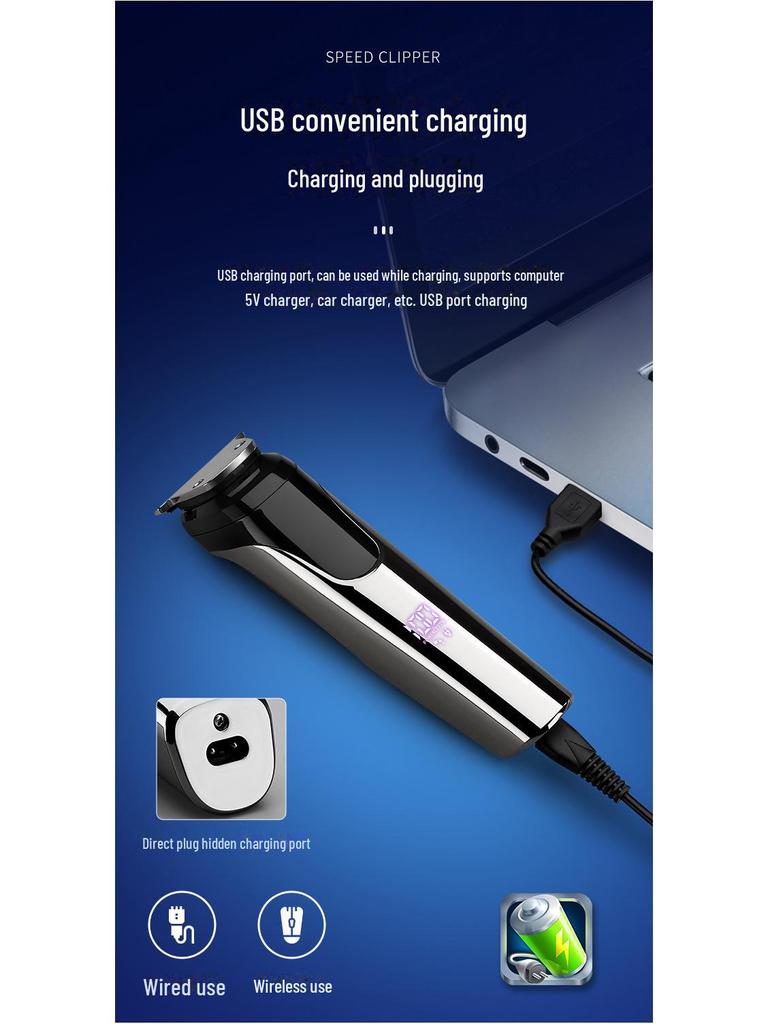 Электрический набор для ухода за мужчинами: 5-в-1 машинка для стрижки волос и бакенбард, триммер для носа и бритвенный набор.