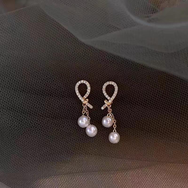 Серьги из стерлингового серебра 925 пробы, французская микро-инкрустация, узелковая жемчужина: Элегантный, Милый и Универсальный