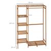 Bamboo Coat Rack with 6-Tier Shelving and Hanger Bar, 90x30x145cm, Natural Wood
