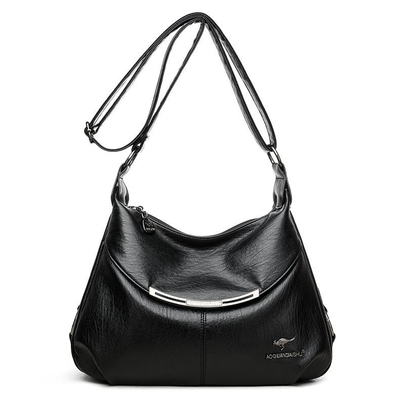 Bag Women's Multi-layer Crossbody Bag Large Capacity Fashion Soft Leather Shoulder Bag Retro Purse