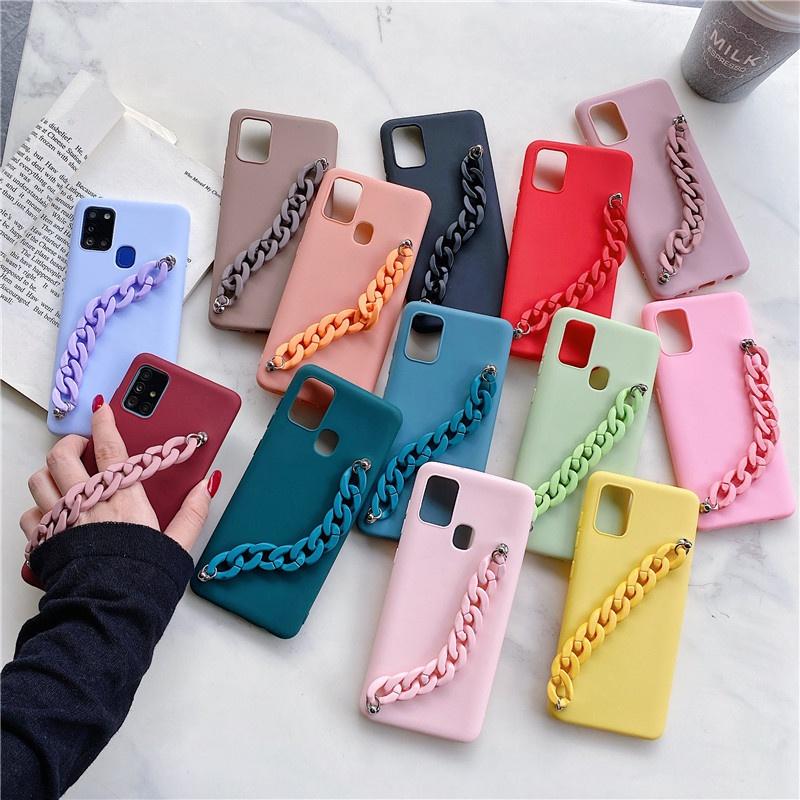 Silicone Wriststrap Bracelet Chain Phone Case for Samsung S23 S22 S21 S20 Ultra Plus S20 FE A13 A53 A14 A54 iPhone 15 14 13 12 11 Pro Max XS MAX 8P 7P