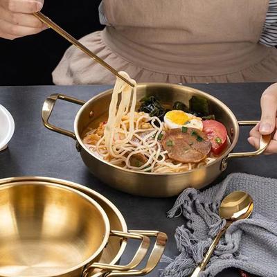 Корейский горшок для рамэна, лапша быстрого приготовления, кухонная посуда, кастрюля из нержавеющей стали с двойным ухом, сухие кастрюли