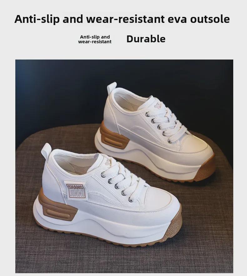 SJN882-1 Women's 2024 Spring Trendy Thick-Soled Breathable Casual White Shoes