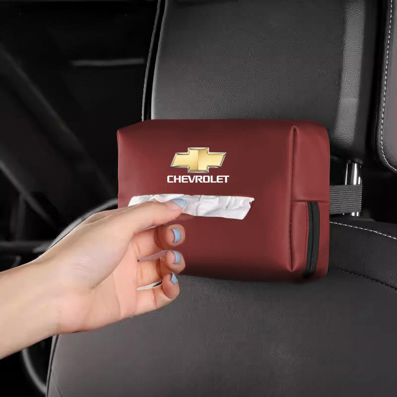 PU Leather Car Tissue Box Holder Interior Accessories Tire Valve For Chevrolet Spark Captiva Cruze Malibu Equinox Trax Camaro