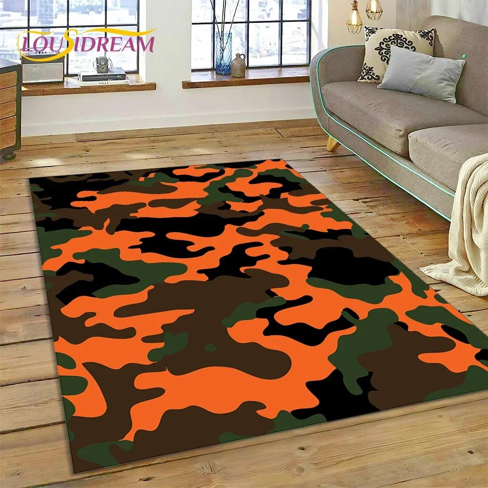 3D Colorful Camo Green Camouflage 2025 Style Carpet Rug for Living Room Bedroom Home Sofa Decoration Area Rug Non-slip Floor Mat
