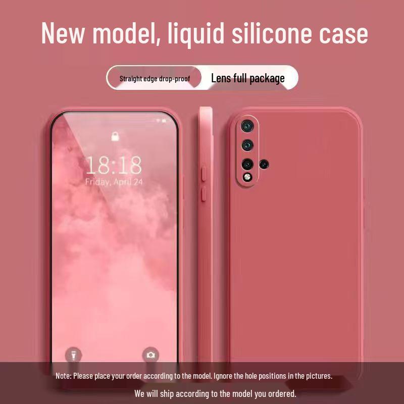 Защитный чехол для телефона Huawei nova5Pro из жидкого силикона - Полное покрытие, Защита от падений, Однотонный, Приятный на ощупь