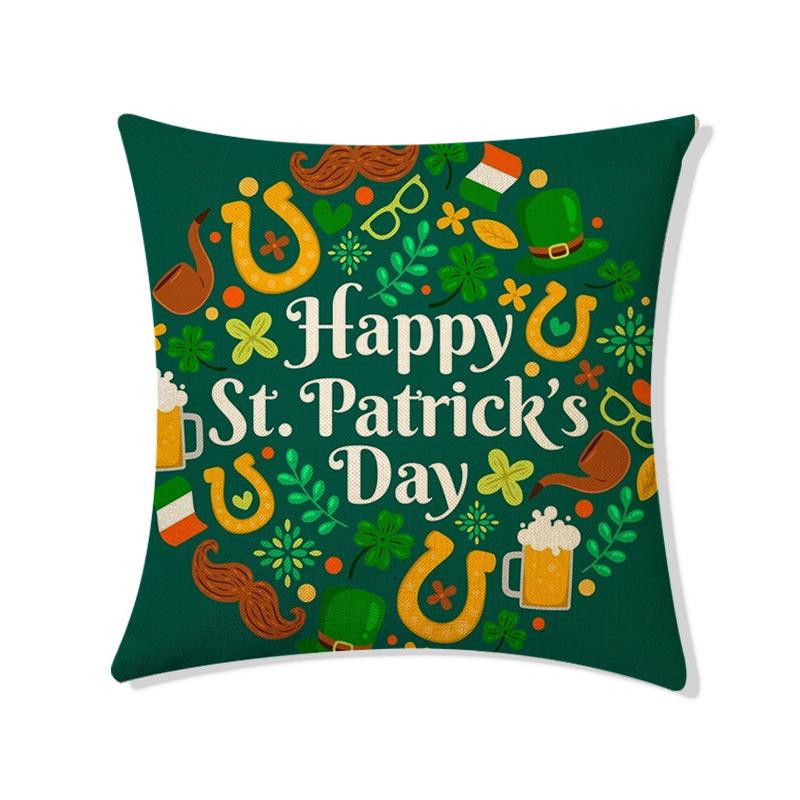 St. Patrick's Day Pillow Home Waist Pillow Four-leaf Clover Sofa Cushion Cover Pillow Cover