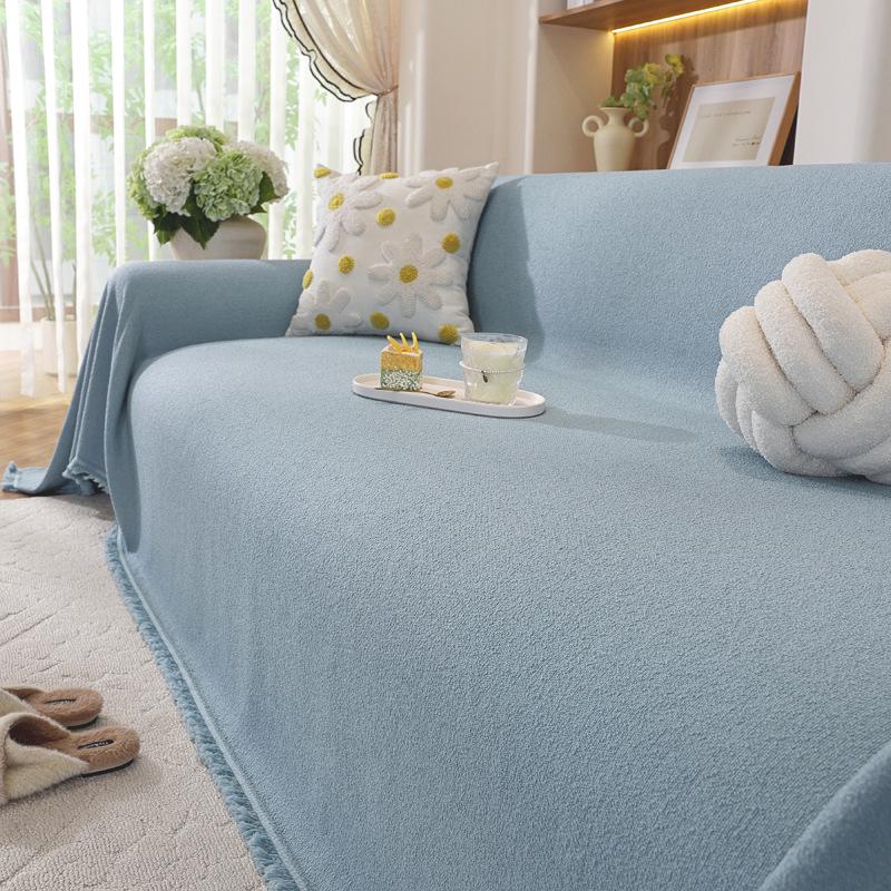 Современный минималистичный чехол на диван из шенилла в елочку, всесезонное нескользящее одеяло
