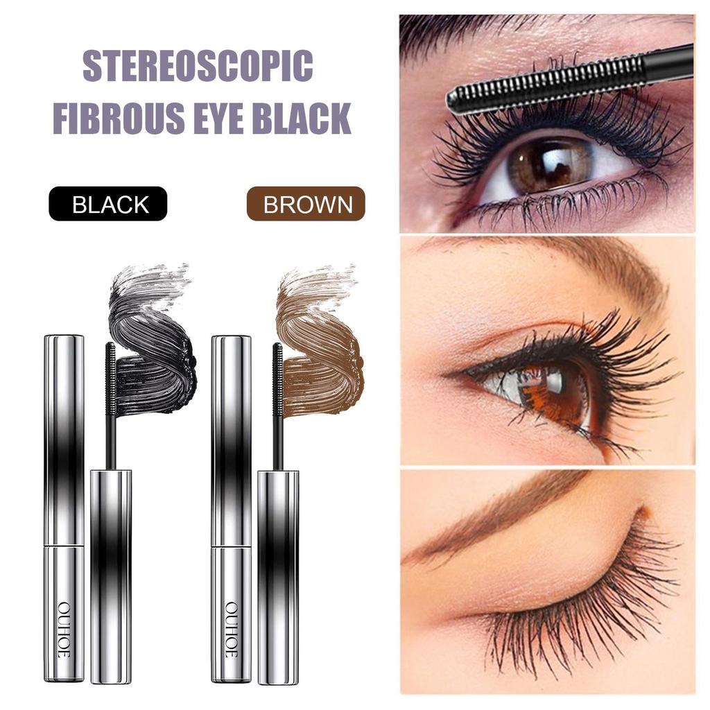 OUHOE Long-Lasting Curling Mascara - Volumizing & Lengthening Eyelashes, Waterproof Mascara, Smudge-Proof, Long-Lasting Waterproof Black Mascara 4g