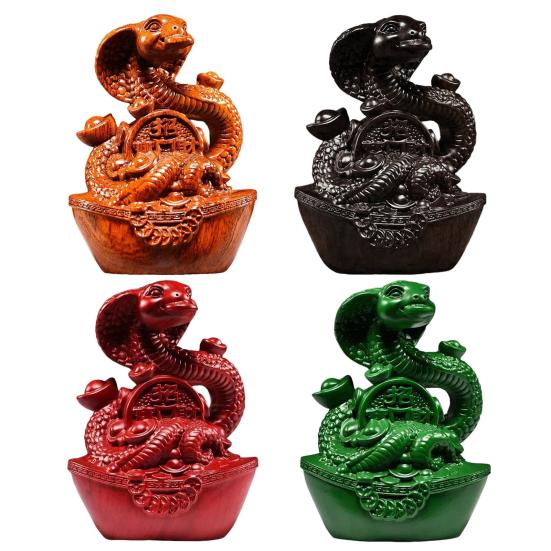 Резьба по дереву статуэтка змеи старинный китайский зодиак талисман модель змеи удачи мини-статуэтка животного скульптура фэн-шуй настольное украшение орнамент