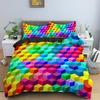 Geometric Printed Duvet Cover Set Colorful Stripe Heart Shaped Comforter Cover for Kid Children Polyester Quilt Cover King Queen