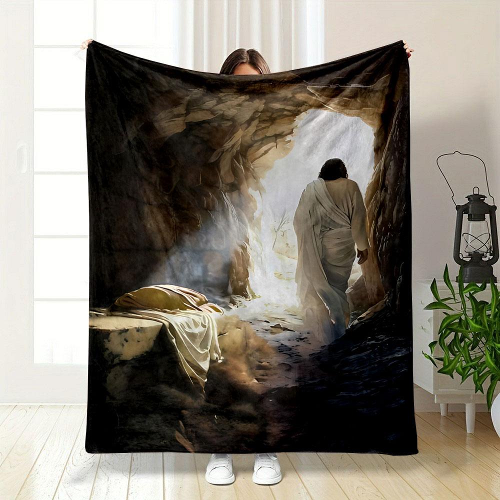 Jesus Walking Out Tomb Blanket Printed Blanket for Living Room Bed Couch lunch break Soft Cozy Blanket for Friend's festival Gift