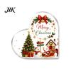 Christmas Table Decorations Heart Shaped Acrylic Tabletop Sign, 2D Winter Snow Scene Desktop Ornament Festive Fireplace Display with Santa, Snowman &