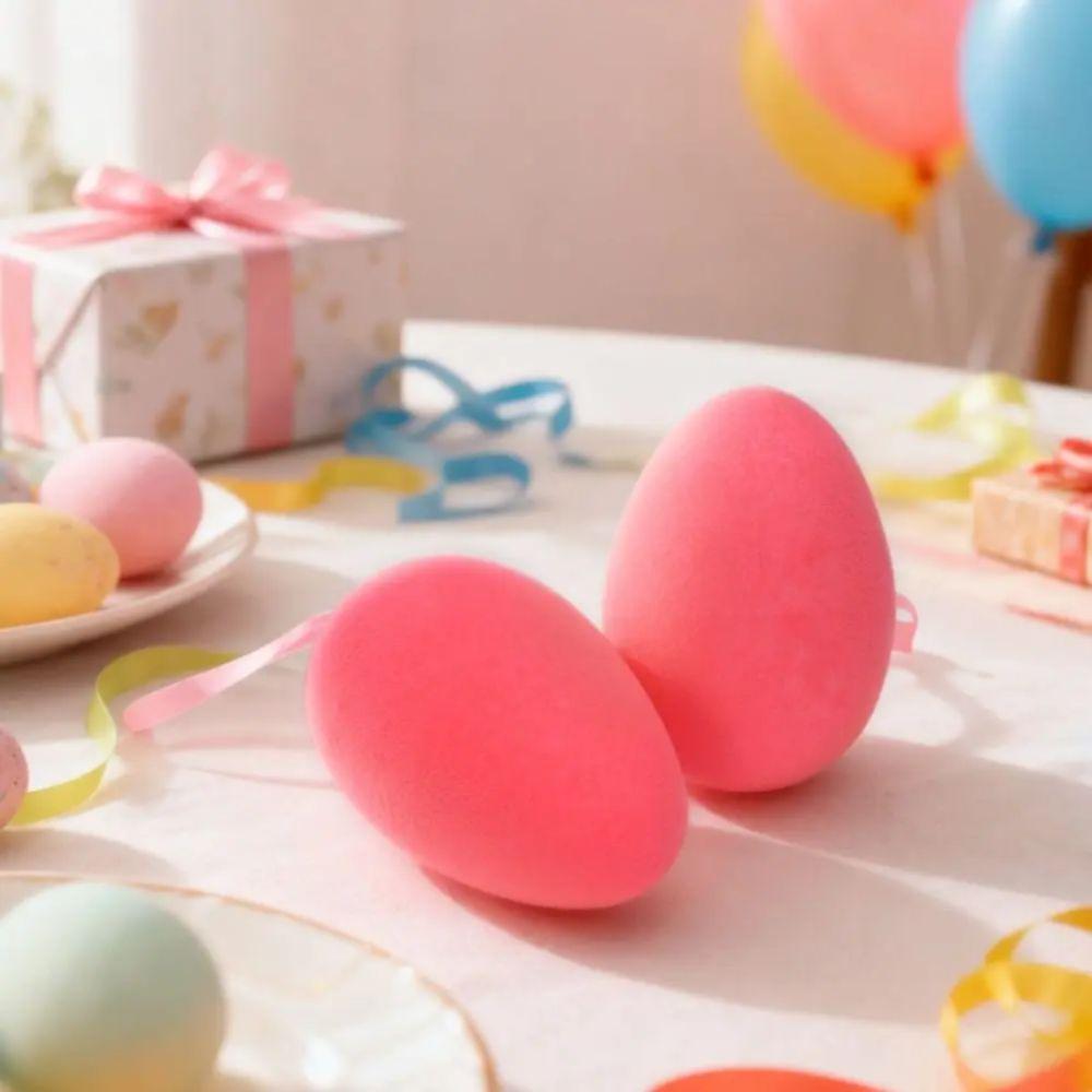 Colorful Flocking Easter Egg Ornament Fabric Foam Material Unbreakable Design  Seasonal Decoration