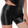Women's Glossy Mid Waist Shorts Elastic Waistband Swimming Short Leggings Yoga Sportswear Swimwear