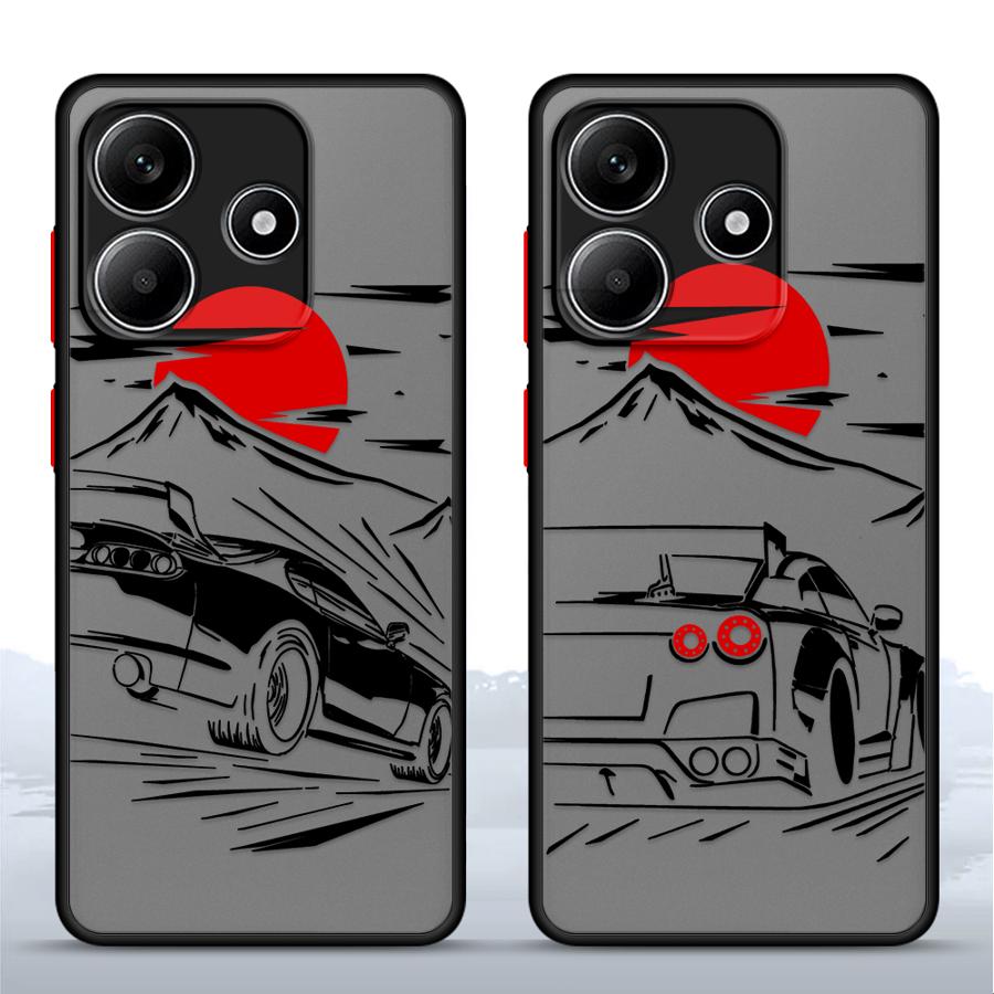 Мультяшный закат Автомобиль Чехол Задняя крышка телефона для Xiaomi Redmi Note 14 14C 10 13 Pro Plus 12 11 A4 13C 9S