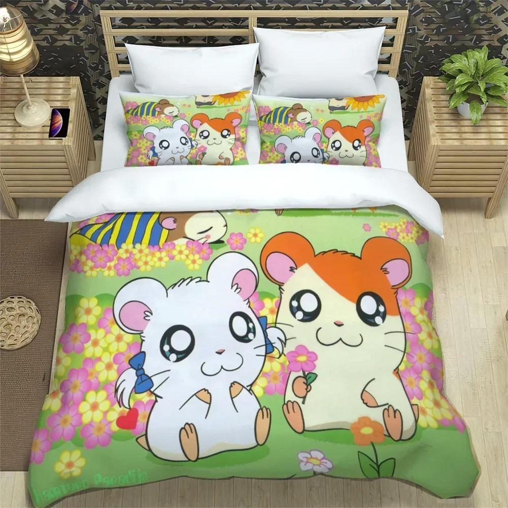 3D-печать Мультяшный милый комплект постельного белья Hamtaro Пододеяльник Пододеяльник Пододеяльник Подарок на день рождения Детский пододеяльник Постельные принадлежности Домашний текстиль