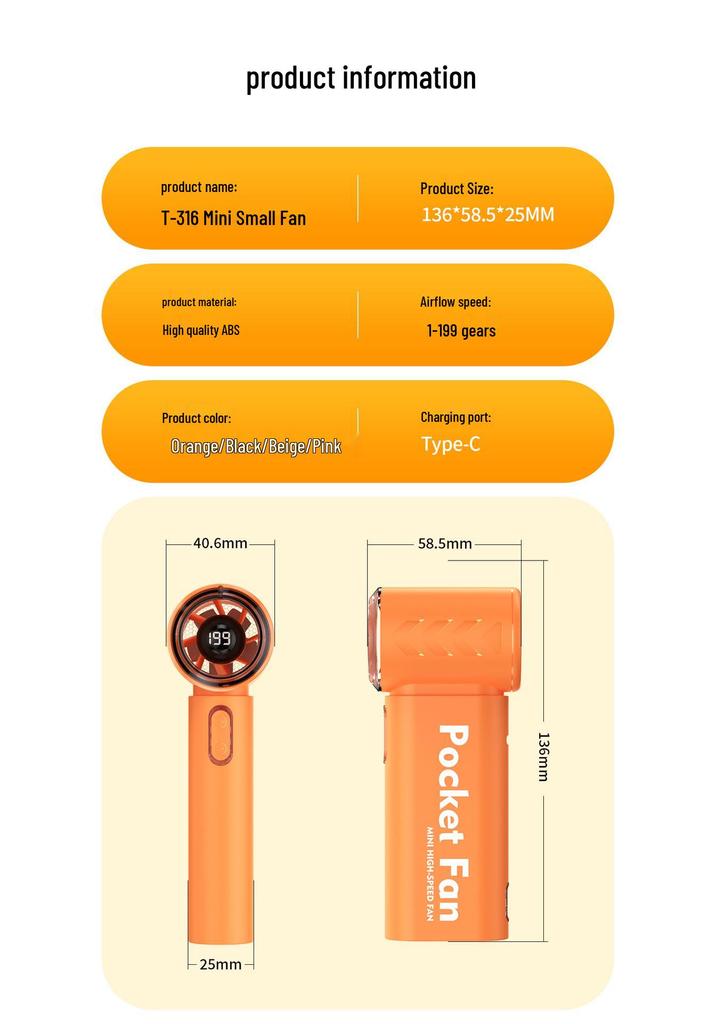 2026 New Arrival Portable Handheld Mini Fan: Strong Wind, Long Battery Life