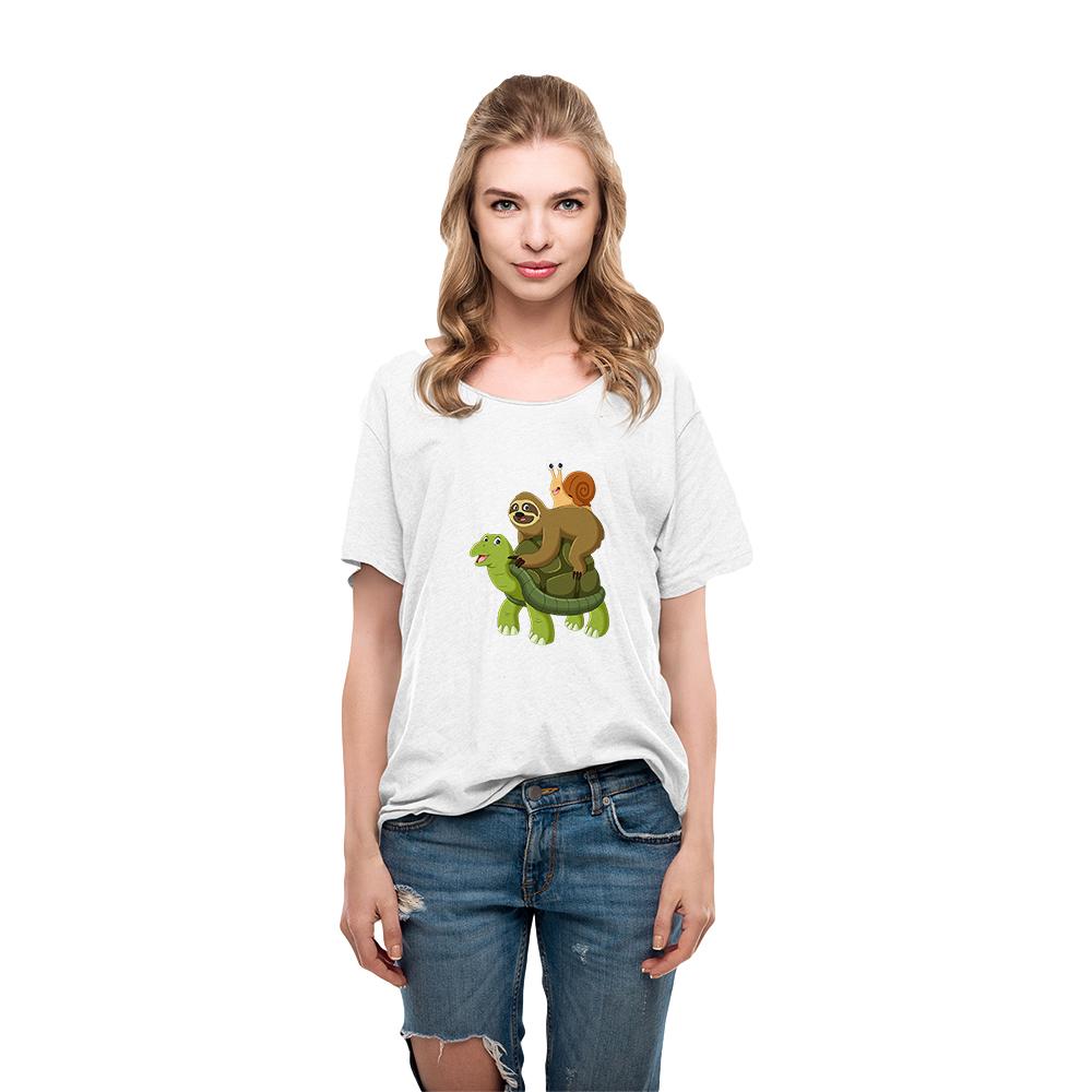 Tortoise And Sloth Cartoon Womens Tshirt Funny Summer Urbano Casual Tops Ropa Tumblr Mujer New