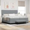 Box Spring Bed with Headboard Light Grey 200 x 200 cm Fabric