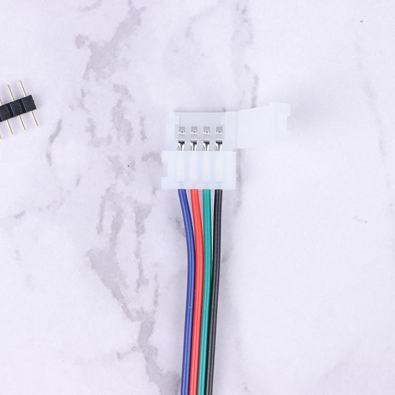 5Pcs 5050 Led Rgb Strip Light Connector 4 Pin Conductor Strip To Controller Jumper Solderless Clip On Pigtail Power Adapter