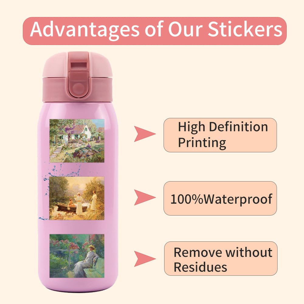 Famous Art Painting 64 Waterproof Vinyl Decals for Water Cell Skateboards Oil Stickers, Pieces, Bottles, Laptops, Luggage, Cups, Computers, Phones,